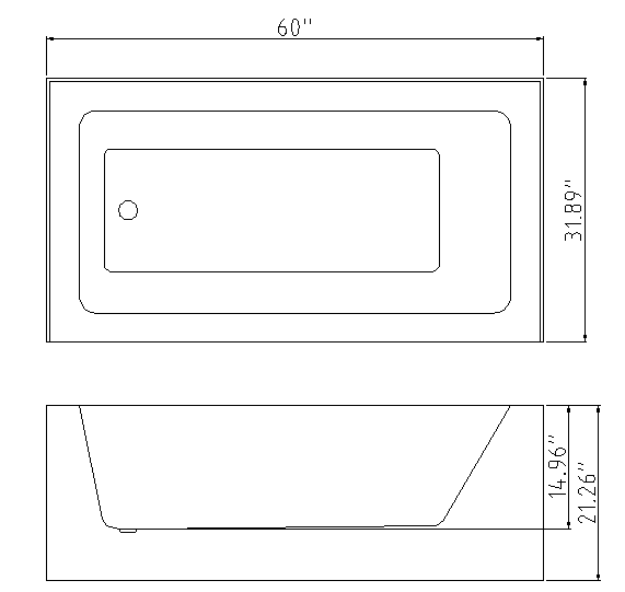 BATH TUB "VENETTO" 60” x 32” x 21” ATVE-6032-WH-LT