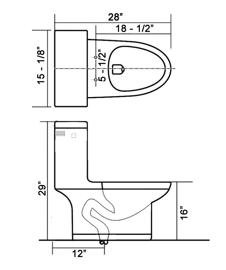 ONE PIECE ELONGATED TOILET "MILOS" AT-006-WH