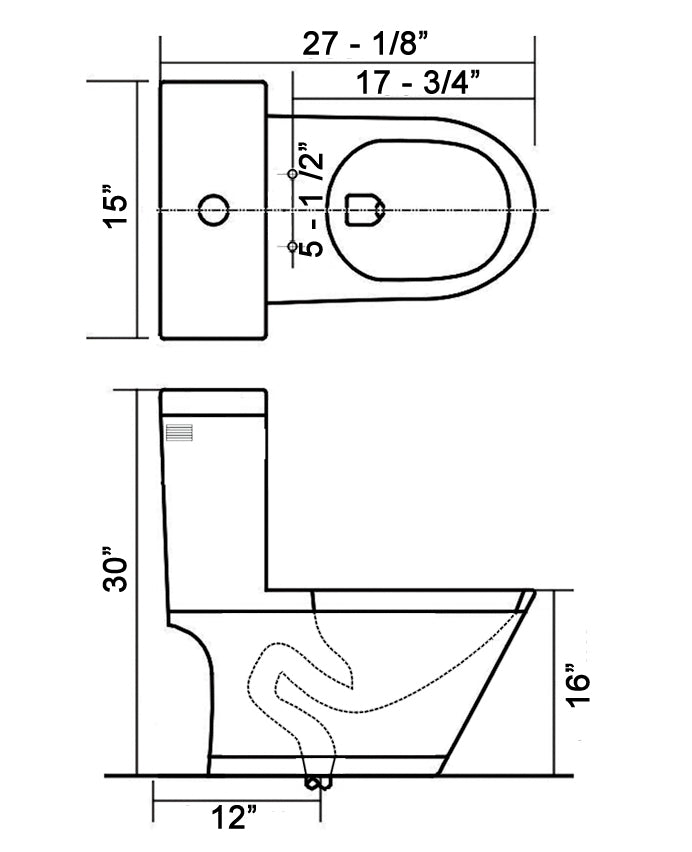 ONE PIECE ELONGATED TOILET "NAXOS" AT-008-WH