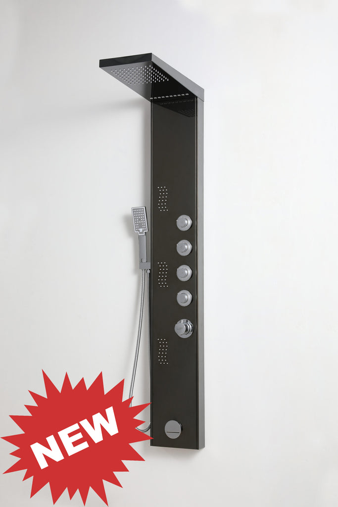 SHOWER PANEL "VERONA" BLACK, ASP-8155-BL, NEW