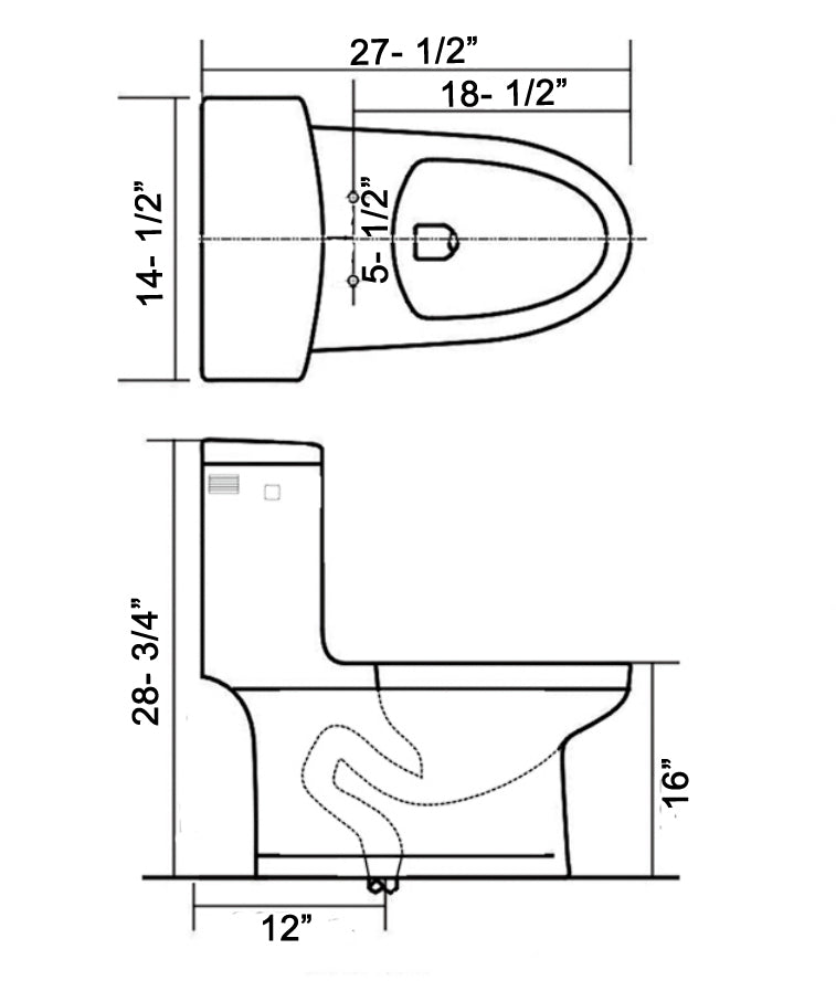 ONE PIECE ELONGATED TOILET "SANTORINI" AT-003S-WH