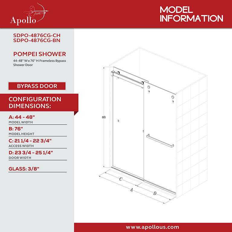 POMPEI FRAMELESS SHOWER DOOR