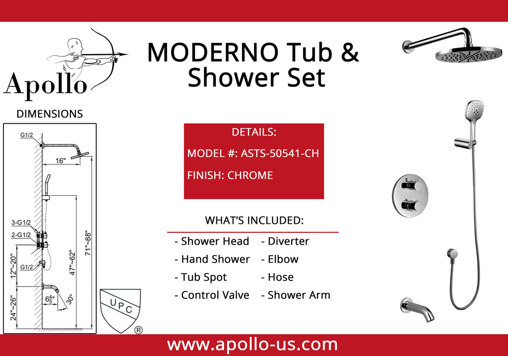 TUB & SHOWER SET "MODERNO" ASTS-50541-BN